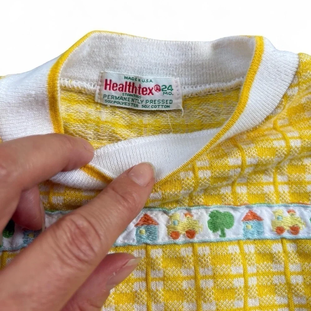 Healthtex vintage Yellow and White Checkered Baby Outfit
